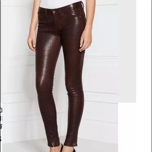 NWT! 5 pocket burgundy leather pants 24